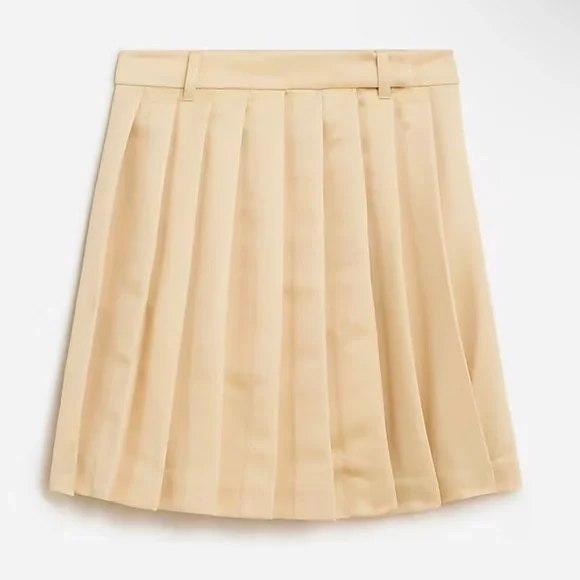 NWT J Crew Women's Sz 8 Yellow Gold Pleated Wrap Satin Skirt A Line - Picture 1 of 10